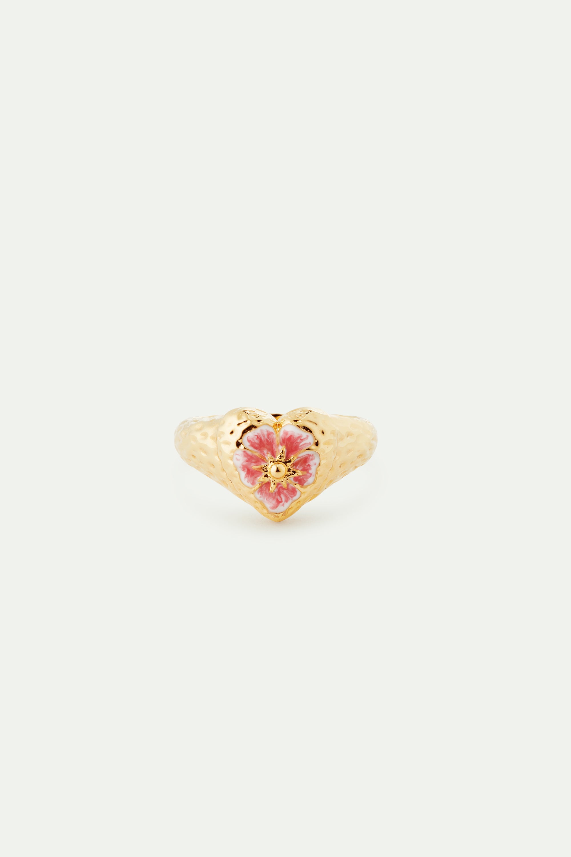 Anillo cóctel corazón y flor de pensamiento