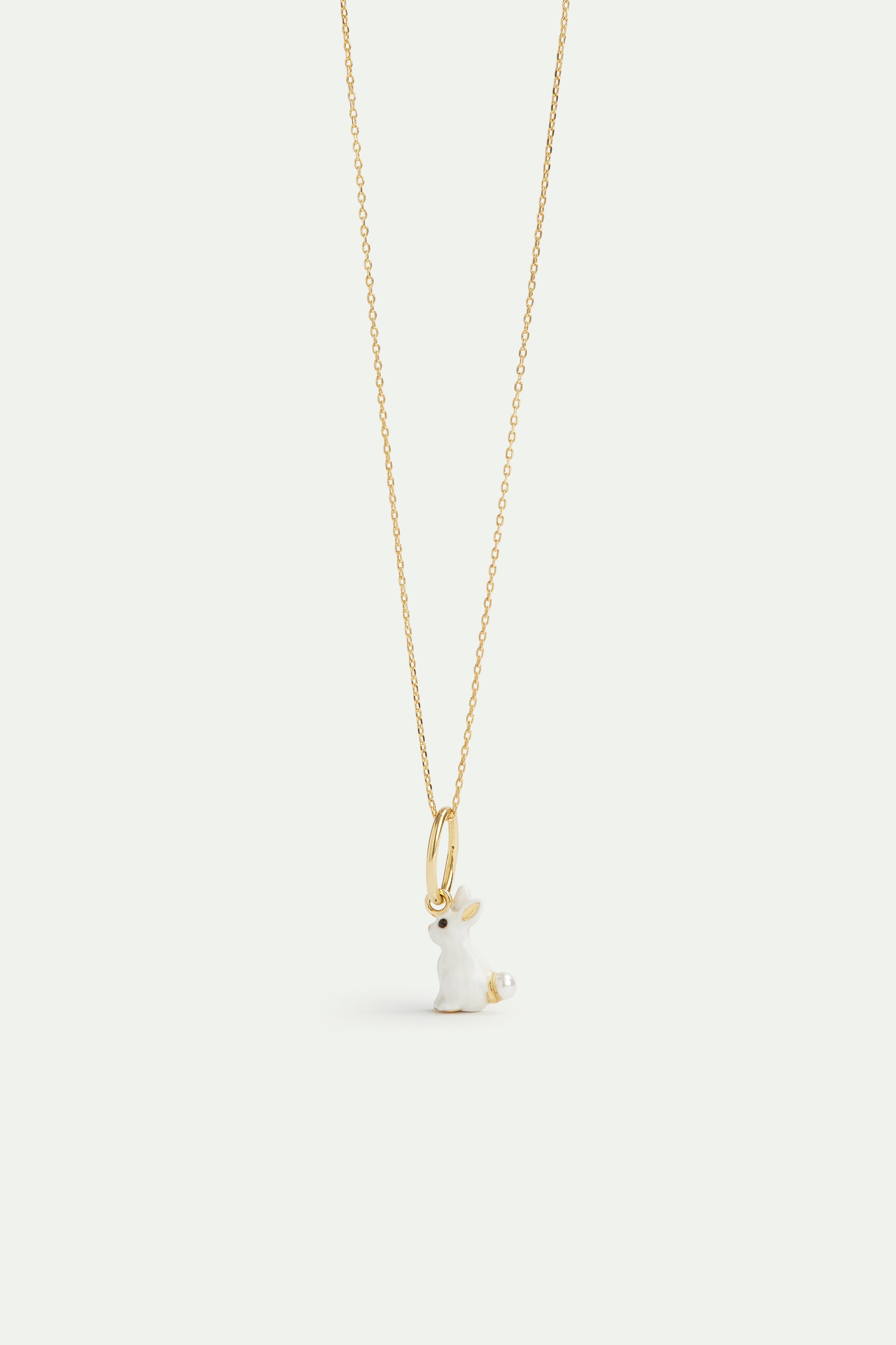 White rabbit and pearl pendant, Clairvoyance and Comfort