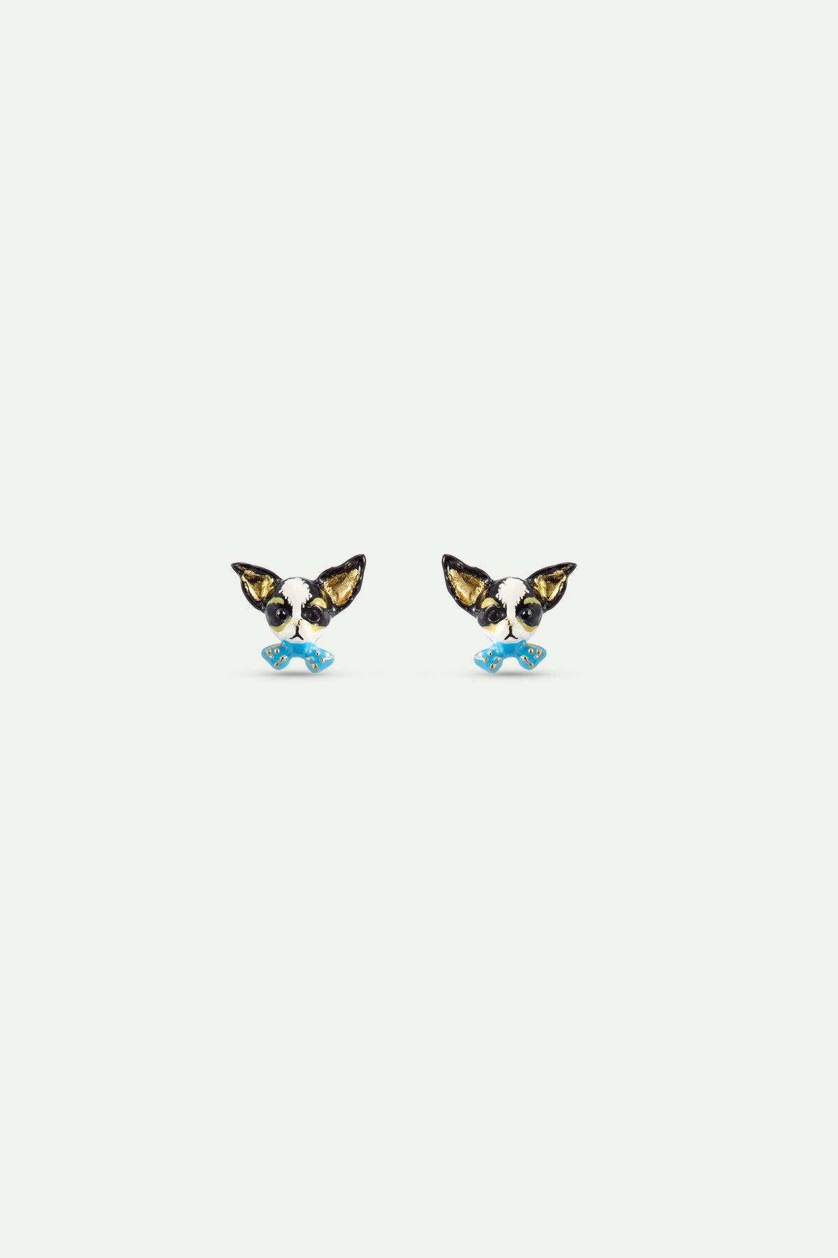 Pendientes bolitas Chihuahua pajarita azul