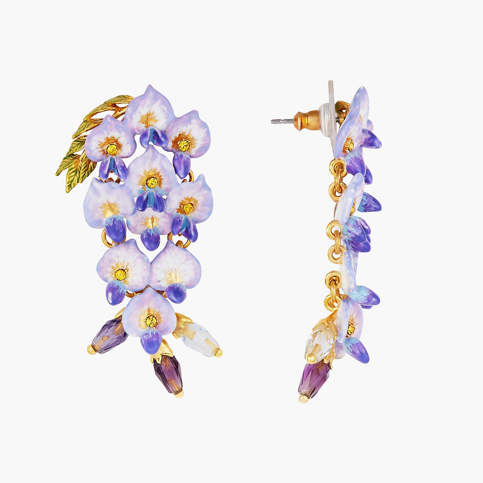 Wisteria Flower Dangling Post Earrings