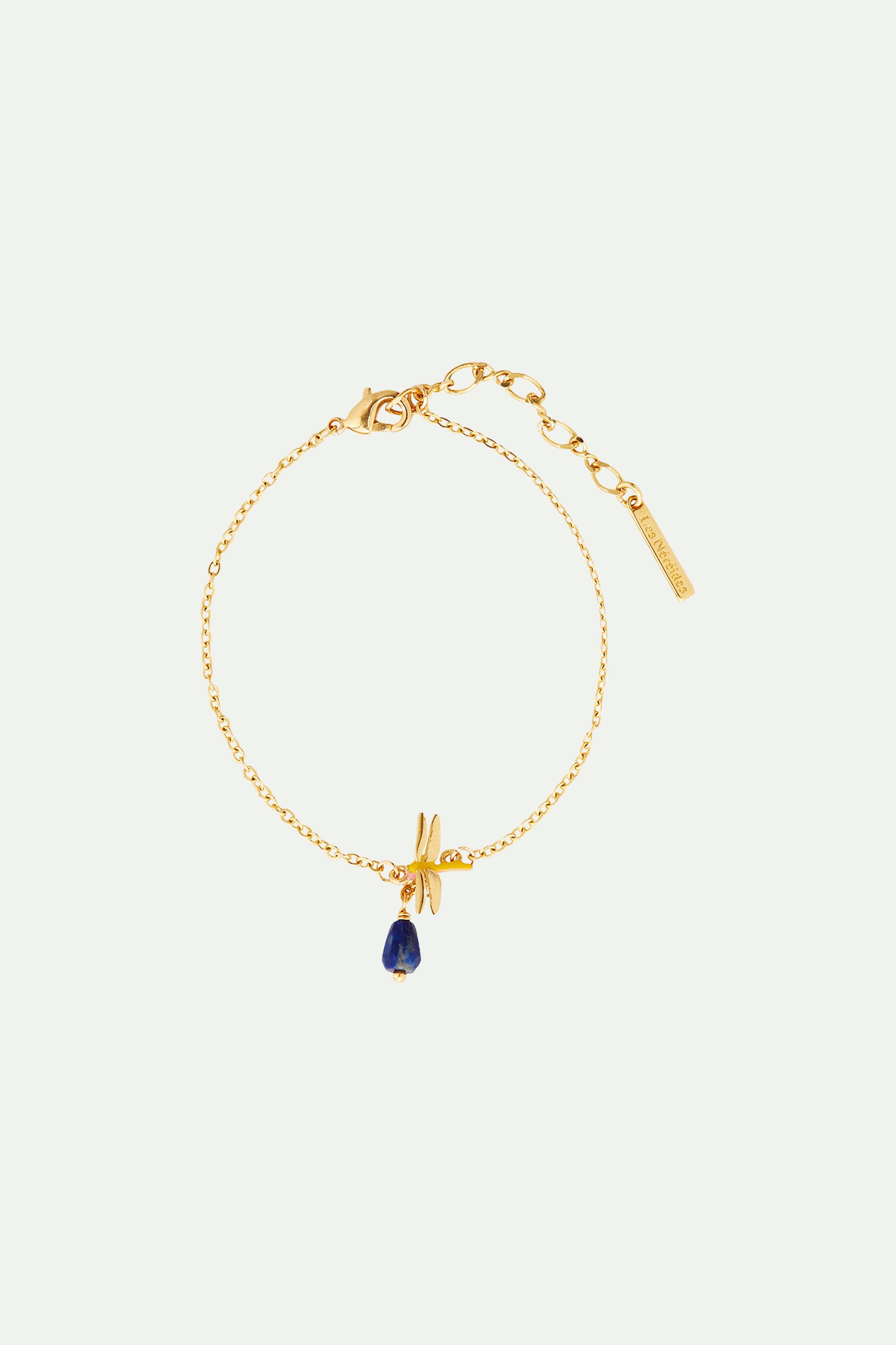 Dragonfly and lapis lazuli thin bracelet