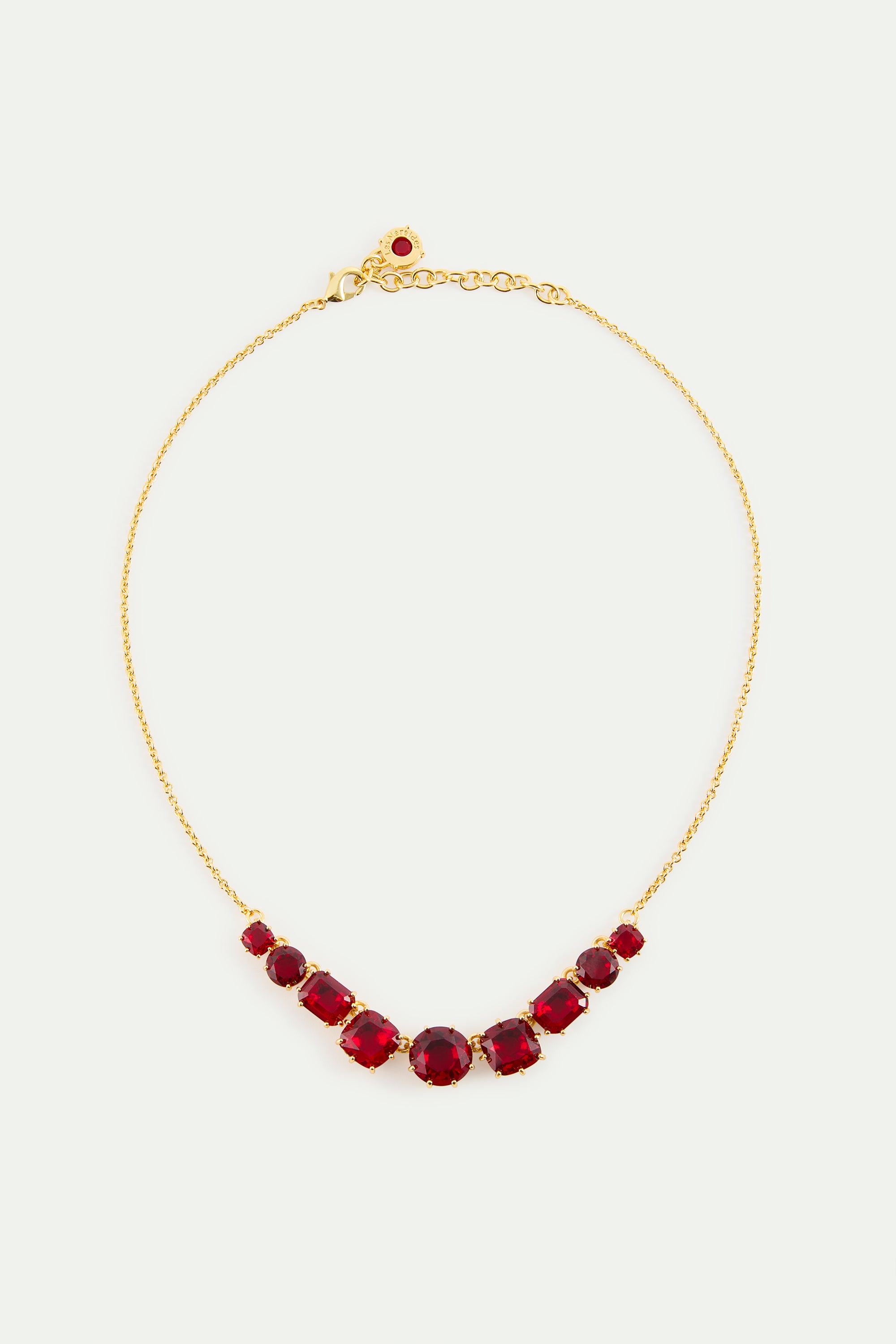 Fine Diamantine necklace with 9 Garnet Red stones