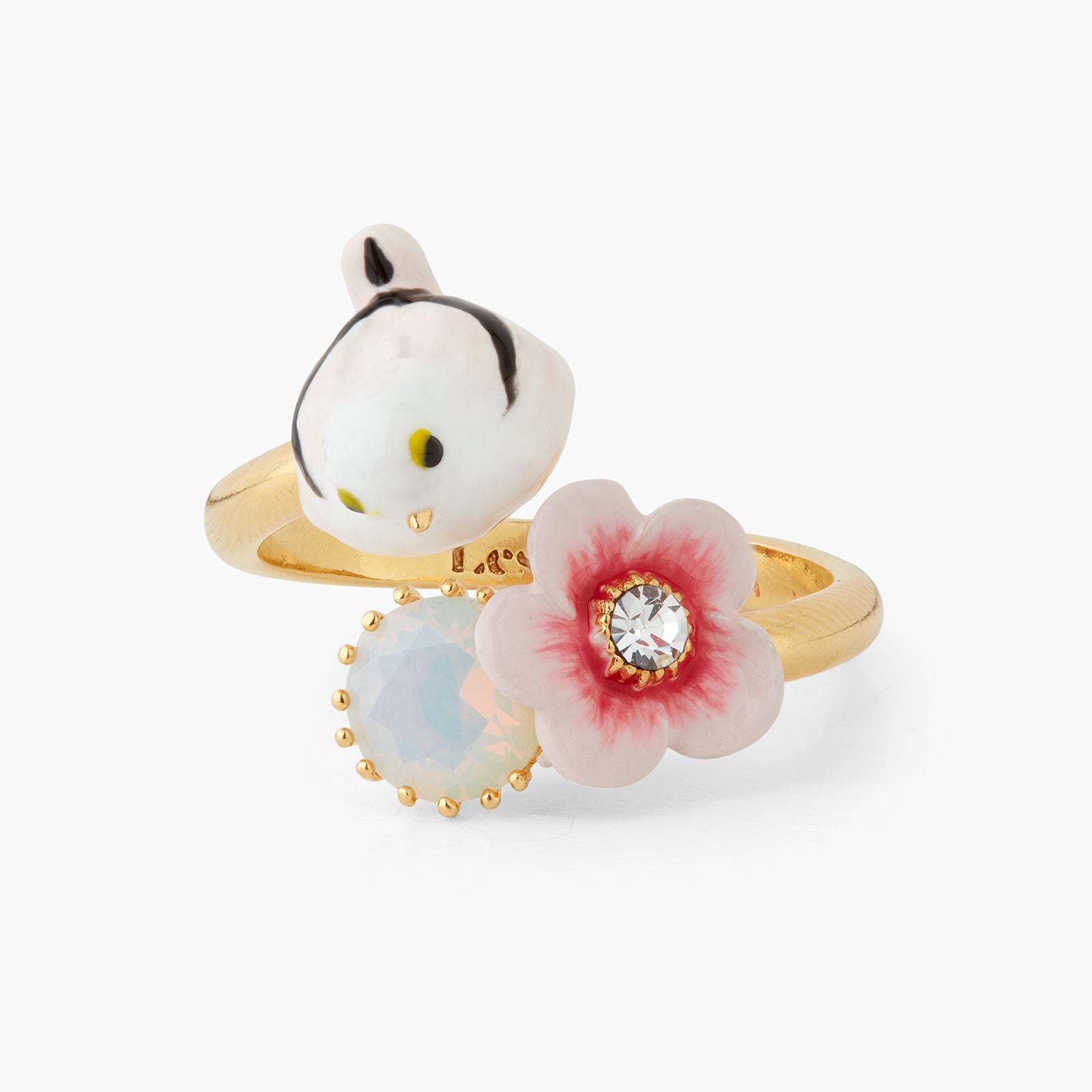 Bird and rose hip adjustable ring