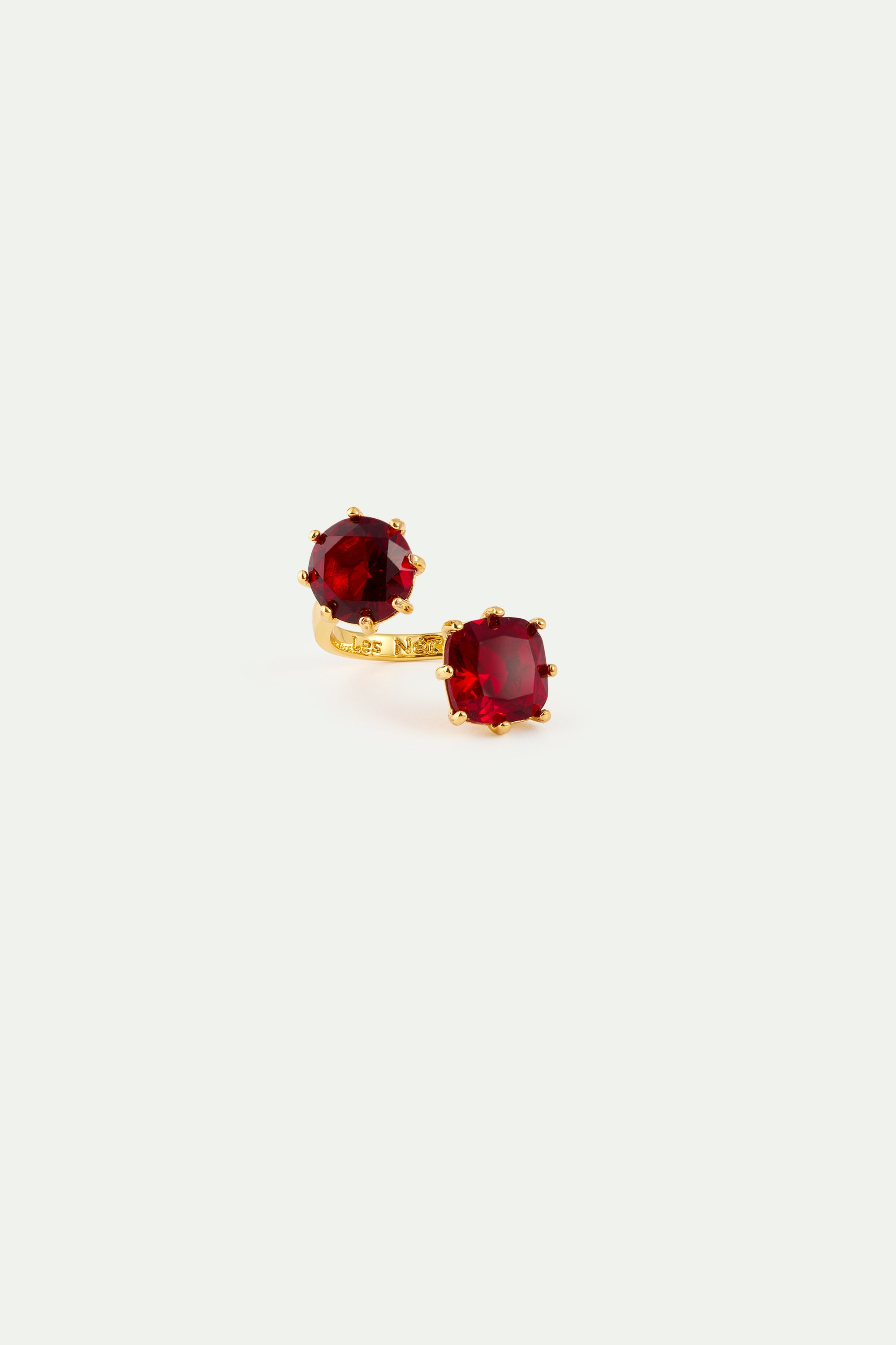 Anillo ajustable toi et moi piedras redondas y cojín La Diamantine Rojo Granate