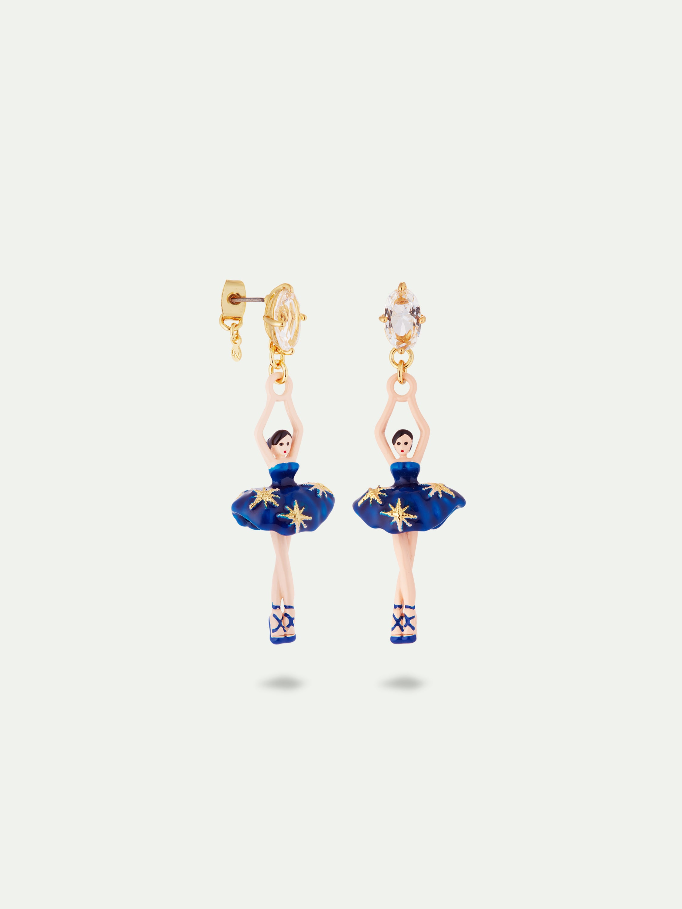 Midnight blue ballerina tutu and gold stars earrings