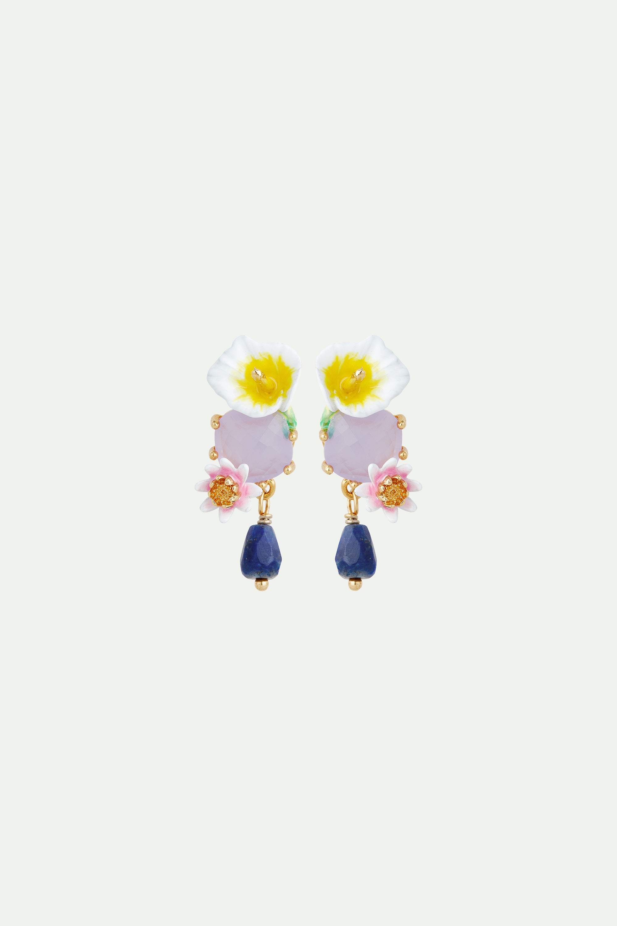 Bog arum and lapis lazuli clip-on earrings
