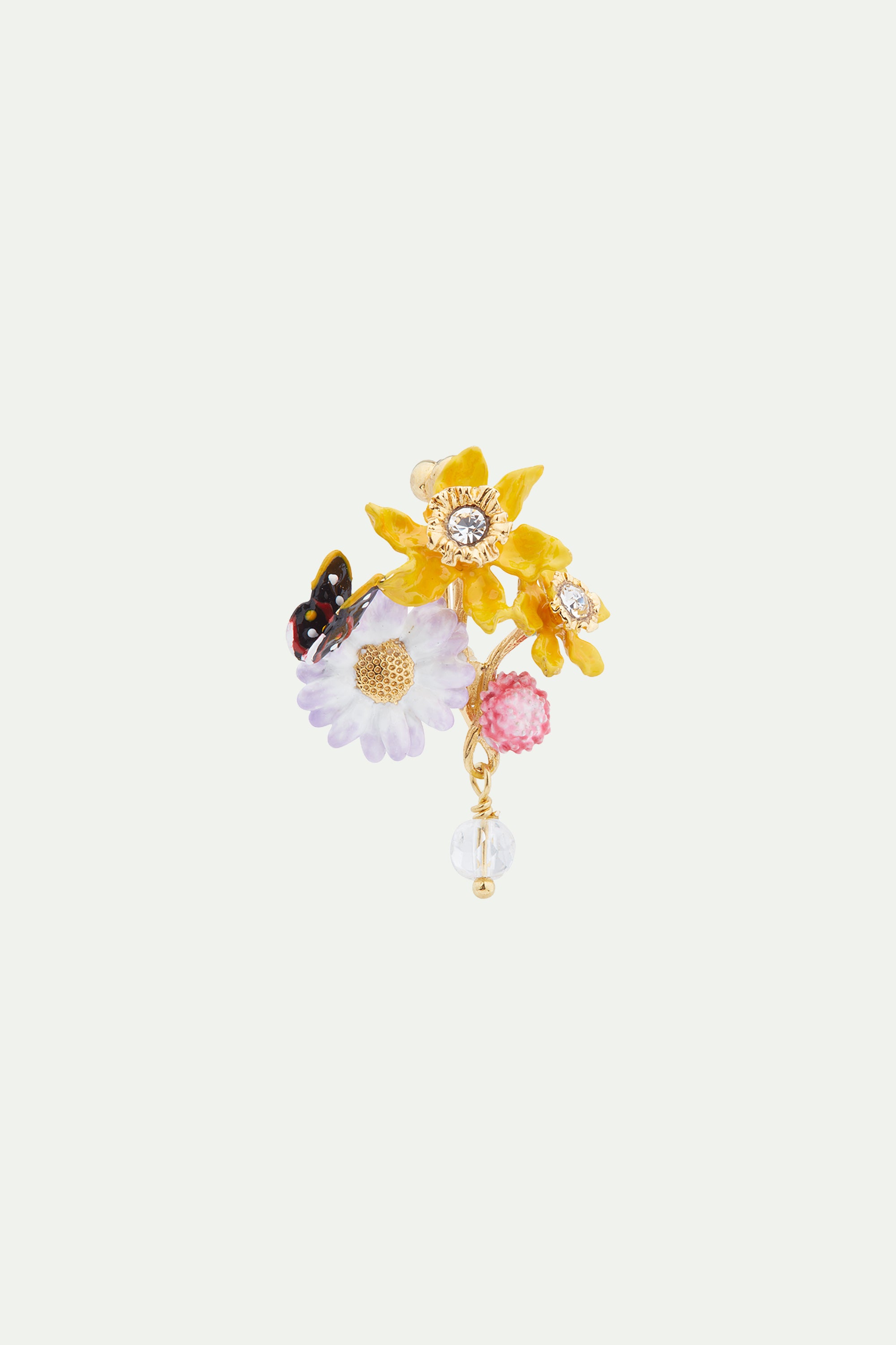 Flower and butterfly brooch