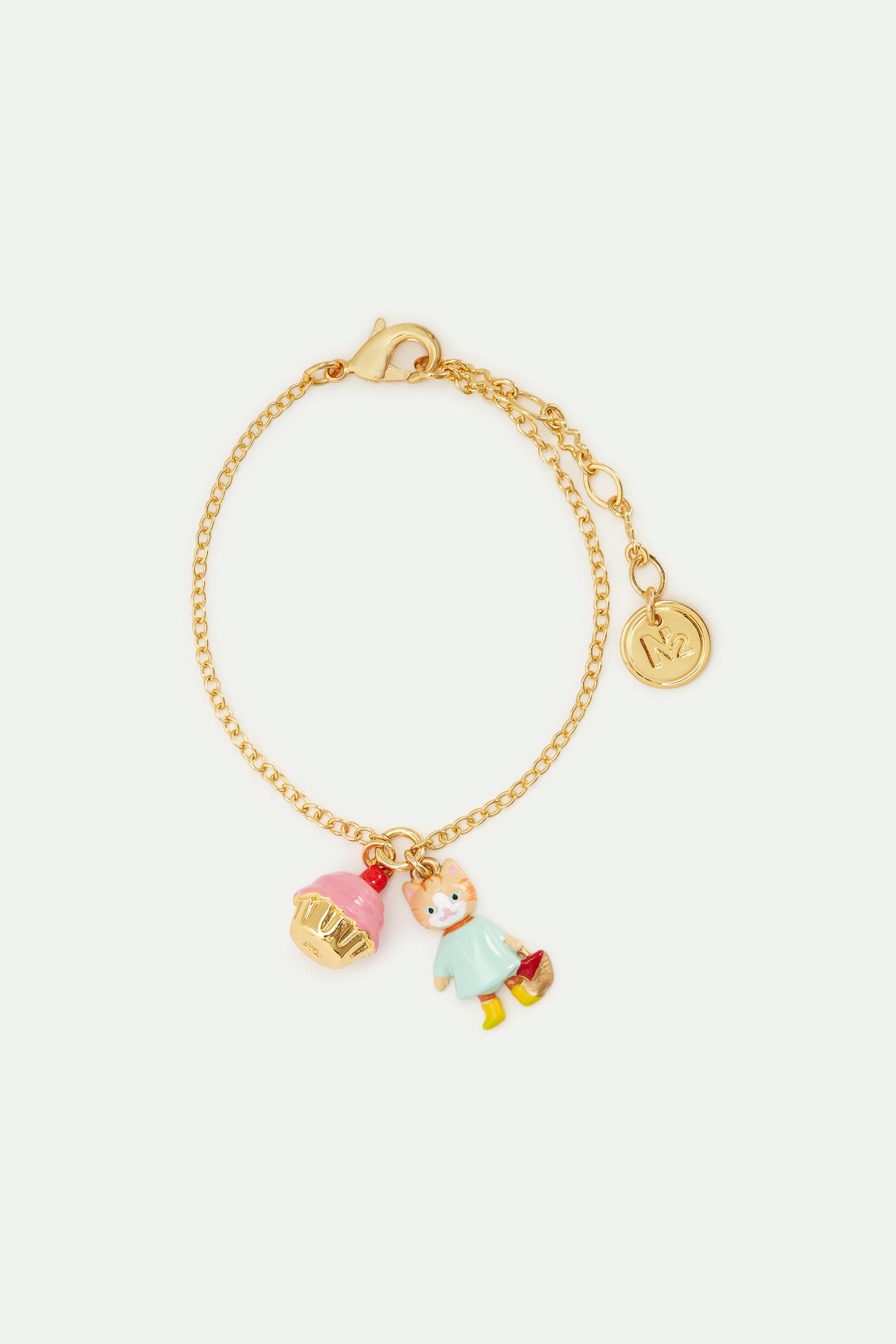 Ginger cat and pastry pendant bracelet