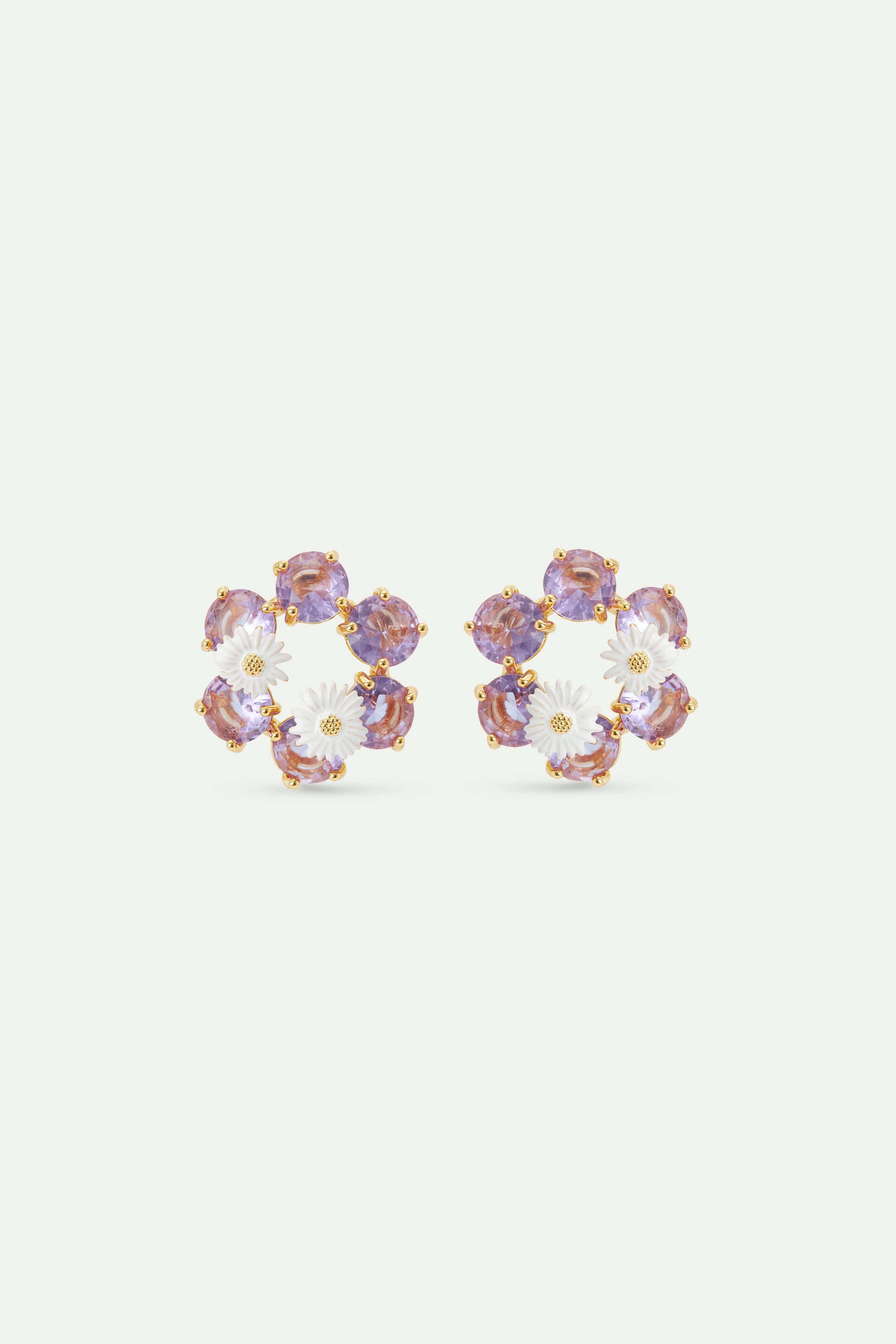 Lavender Diamantine six-stone earrings with daisies