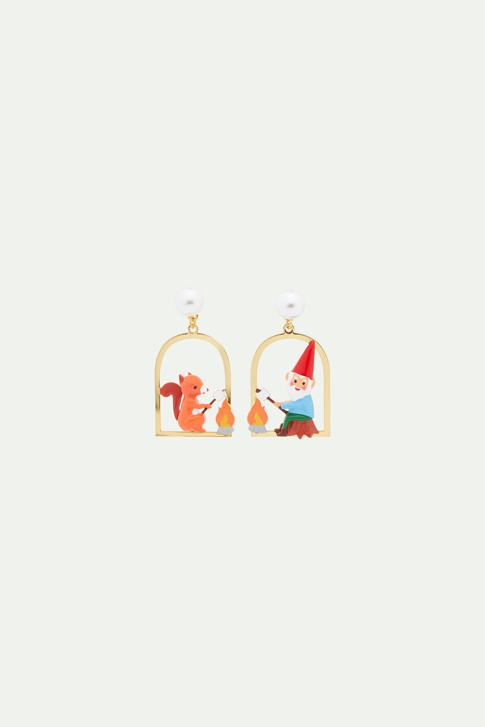 Squirrel, gnome and marshmallow clip-on earrings