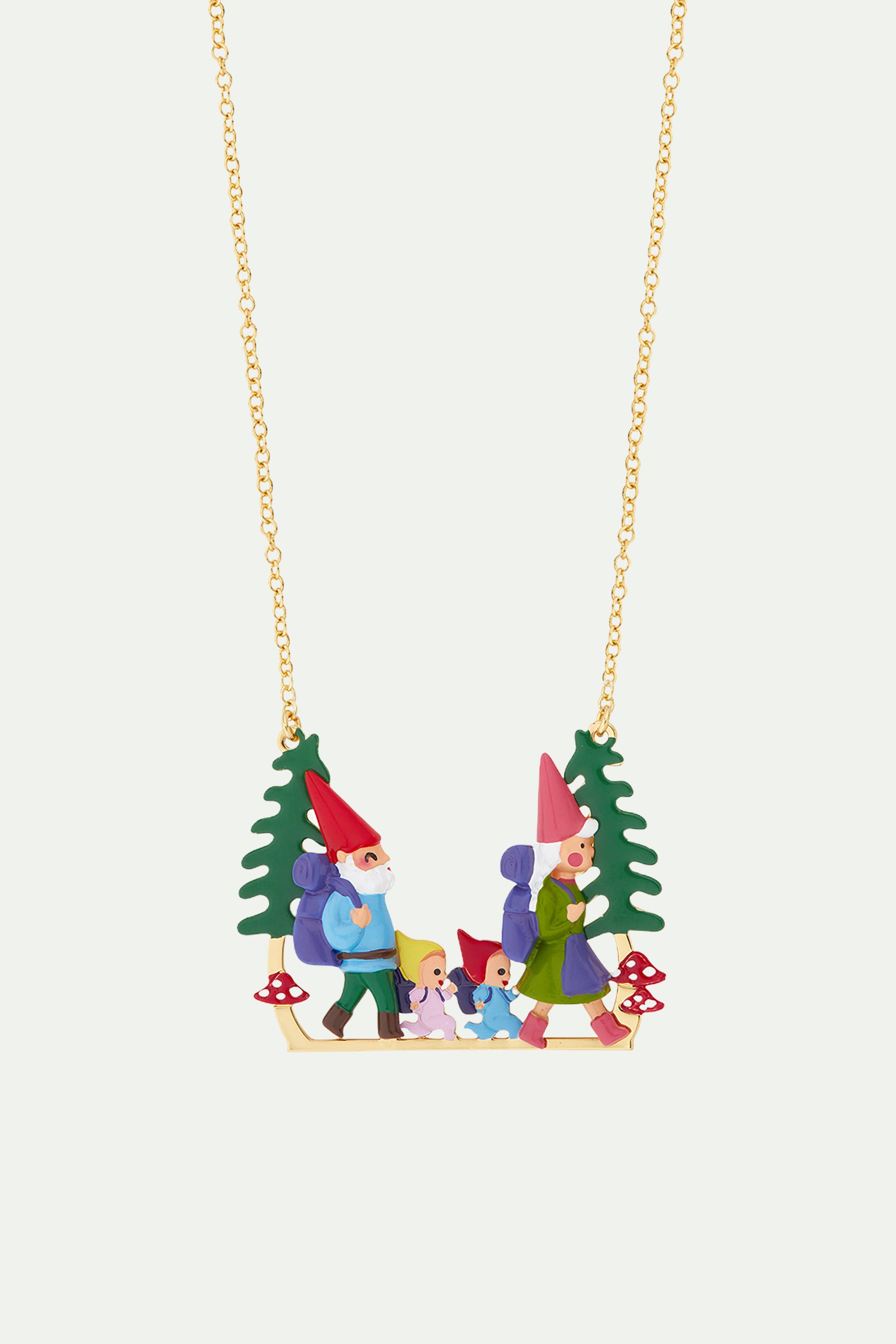 Hiking Toadstool Family statement necklace