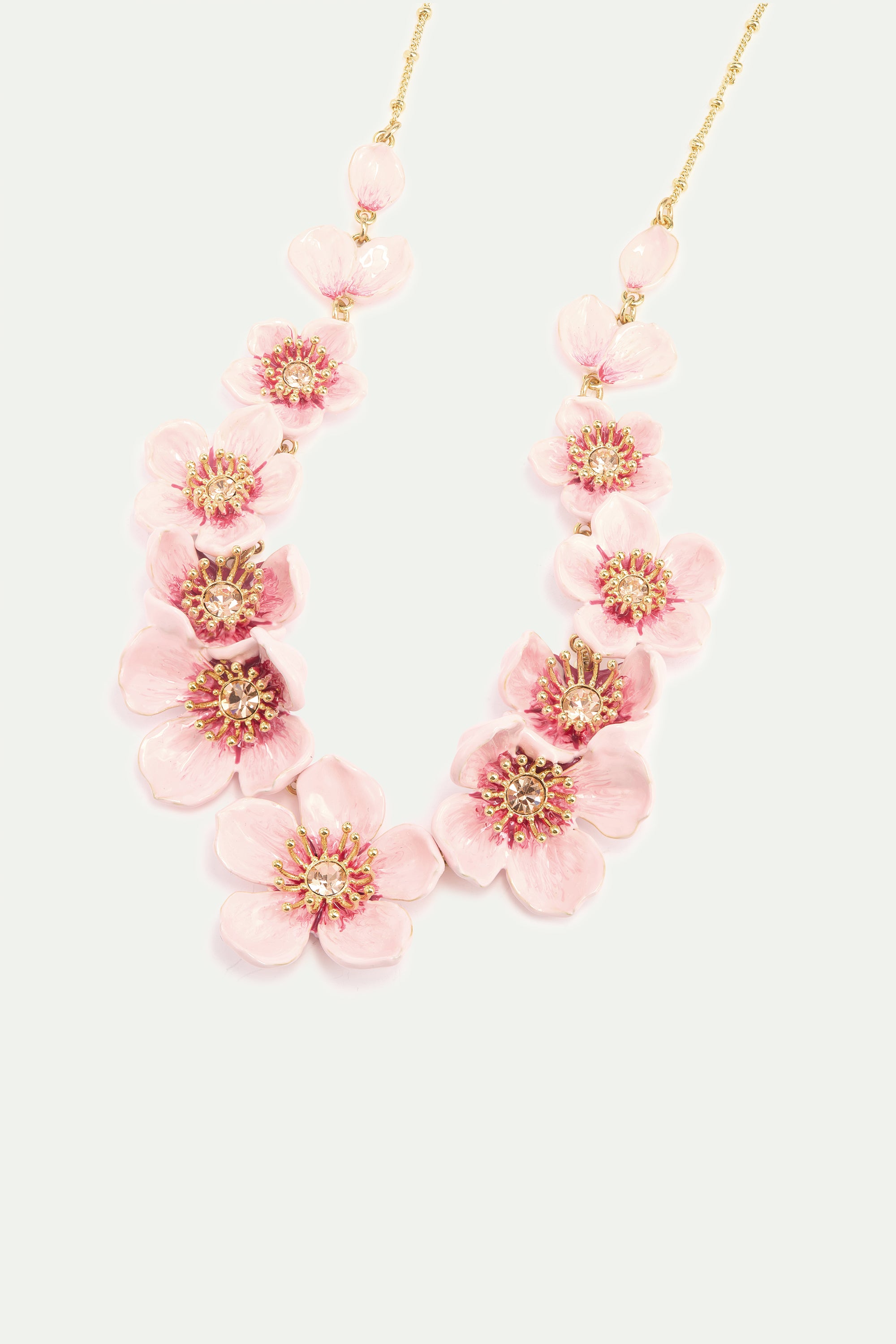Pink cherry blossom statement necklace